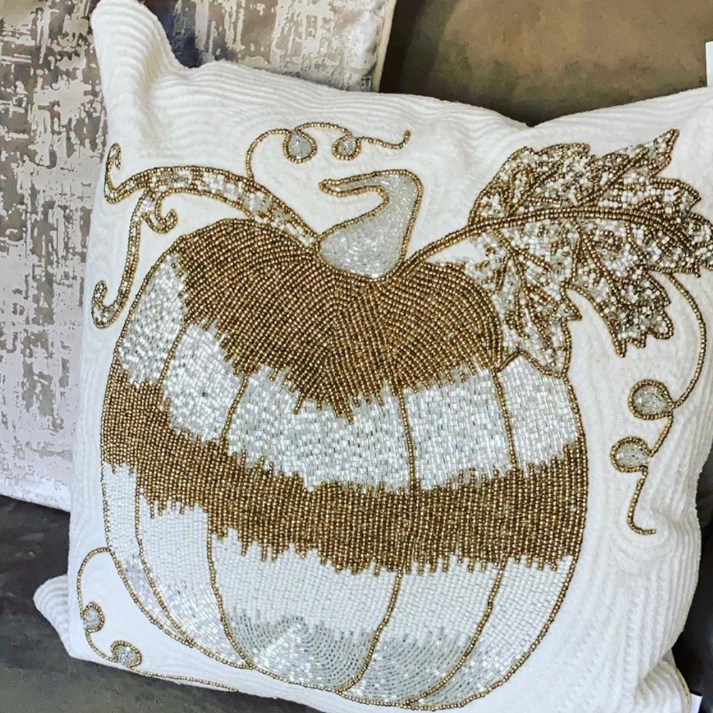 ISO: Beaded white and gold pumpkin pillows